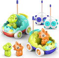 Remote Control Car for Toddlers Toddler Toys for 18+Months RC Cars with LED Lights &amp Music Dinosaur Toy for Kids 2 3 4 5 Years Old Birthday Gifts for 3+ Year Old Girls Boys -2 Pack