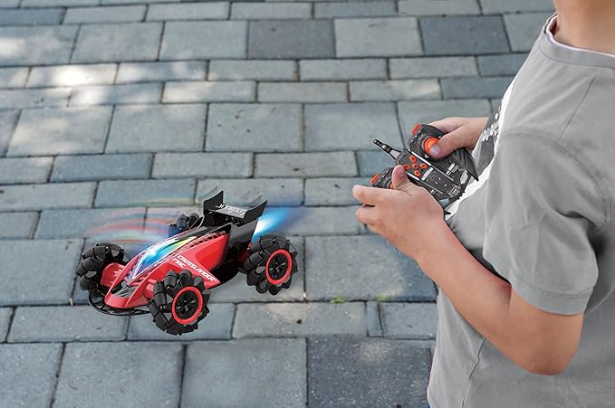 Lexibook Crosslander® Fire RC Car 12 km/h 4 Wheel Drive Smoke Jet Light and Sound Effects Remote Control and Gesture Control Bracelet Included Rechargeable RC60