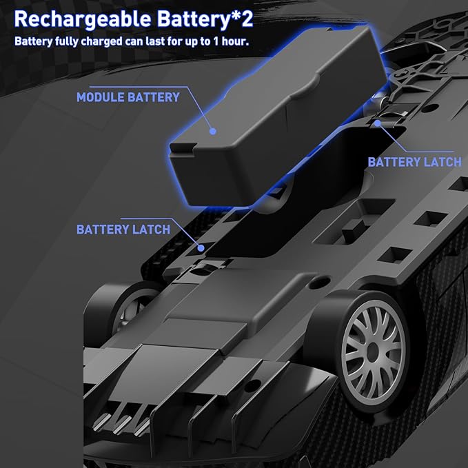 1:20 RC Drift Car for Kids4WD 2.4GHz 30KM/H High Speed Remote Control Car Racing Sport Toy Car with LED LightsDrifting Tires＆2 Batteries (Blue)