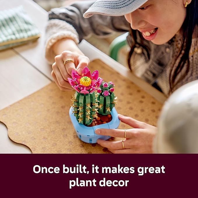 LEGO Botanicals Flowering Cactus Building Toy - Crafting Kit for Girls &amp Boys Ages 9+ - Gift for Birthdays - Cactus Room Decor for Display for Bedroom or Book Shelf - 11509