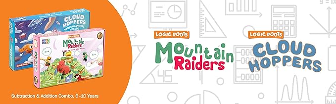 Addition and Subtraction Game - Fun Math Board Game for 6-8 Year Olds Easy to Play Educational Game for Kids at Home STEM Toy Gift for Girls &amp Boys (Cloud Hoppers + Moutain Raiders)