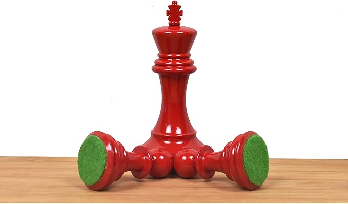 RoyalChessMall-4.1 Pro Staunton Weighted Red &amp Black Painted Wooden Chess Pieces Only Set