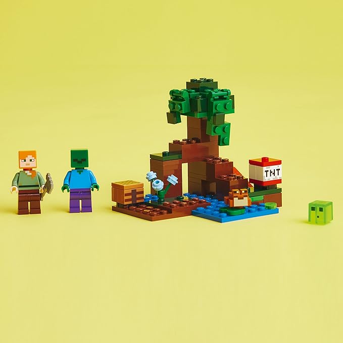 LEGO Minecraft The Swamp Adventure 21240 Building Game Construction Toy with Alex and Zombie Figures in Biome Birthday Gift Idea for Kids Ages 8+
