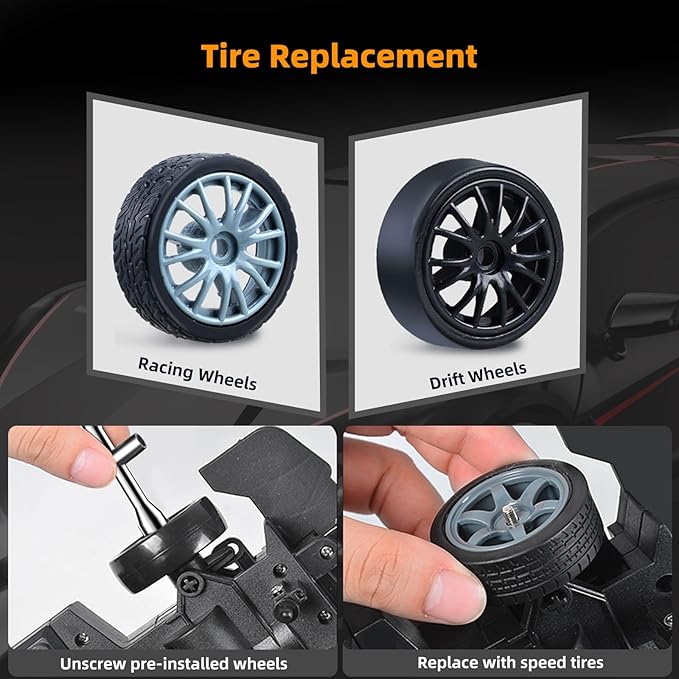 RC Drift Car Drifting RC Car 1/24 4WD Drift Cars Remote Control 2.4GHz Racing RC Vehicle with LED Lights Rechargeable Battery and Drifting Tires Racing Sport Toy Cars for Adults Boys Kids