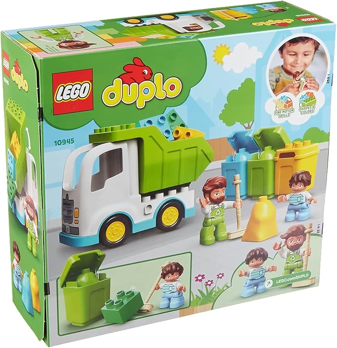 LEGO DUPLO Town Garbage Truck and Recycling 10945 Educational Building Toy Recycling Truck for Toddlers and Kids New 2021 (19 Pieces)
