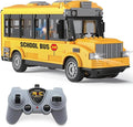 Dollox 1/30 RC School Bus 2.4G Remote Control School Car 4 Channel City Classic Bus Toy Electronic Vehicles Opening Door for Toddlers with Lights (School Bus)