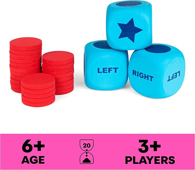 Spin Master Games Left Center Right Giant Edition Family Game for Indoor &amp Outdoor Fun with Big Oversized Board Easter Gift 2-4 Players Ages 6 &amp Up
