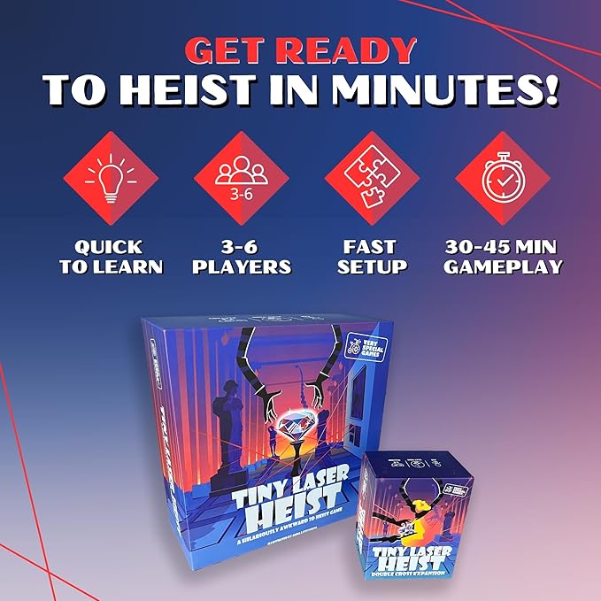 Tiny Laser Heist – Hilarious 3D Heist Game Outsmart &amp Negotiate for The Loot Fun Cooperative Board Game for Ages 12+ Perfect for Game Nights &amp Parties 3-6 Players