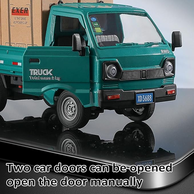 GoolRC Remote Control Car Kei Truck 1:16 Scale RC Transport Pickup Truck with Spray and Light 2.4GHz All Terrain RC Cars for Teens and Adults Christmas or Birthday Gift (Green)