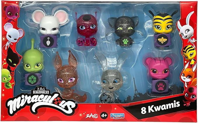 Bandai - Miraculous Tikki Plagg Trixx Wayzz Pollen Nooroo Fluff and Duusu 8 Kwamis Pack - Mini Figure Collection-P50532 P50532 Multi-Colour