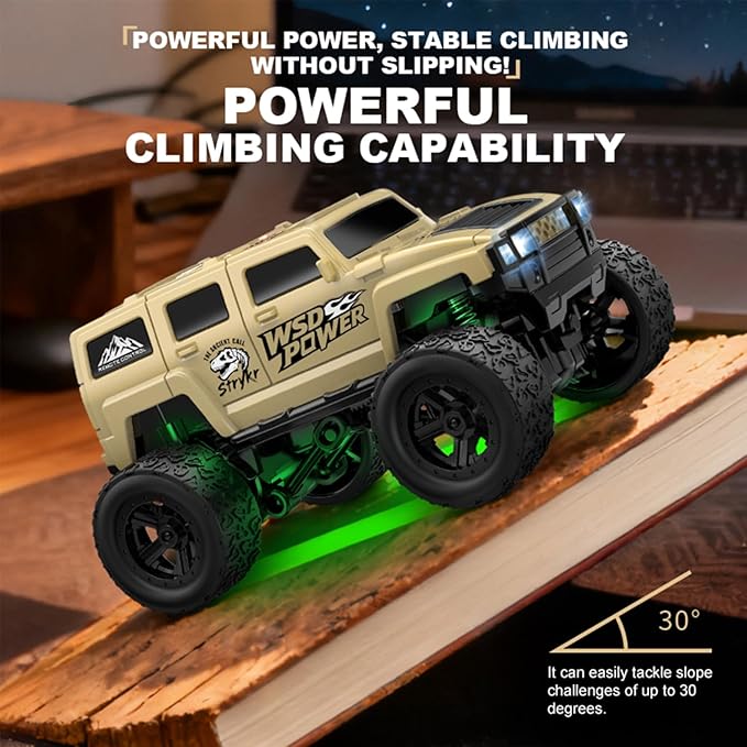 1:64 Scale Mini RC Crawler with Gyro Full Proportional RTR 2.4Ghz Remote Control Truck with RGB Lights (E89-Grey)