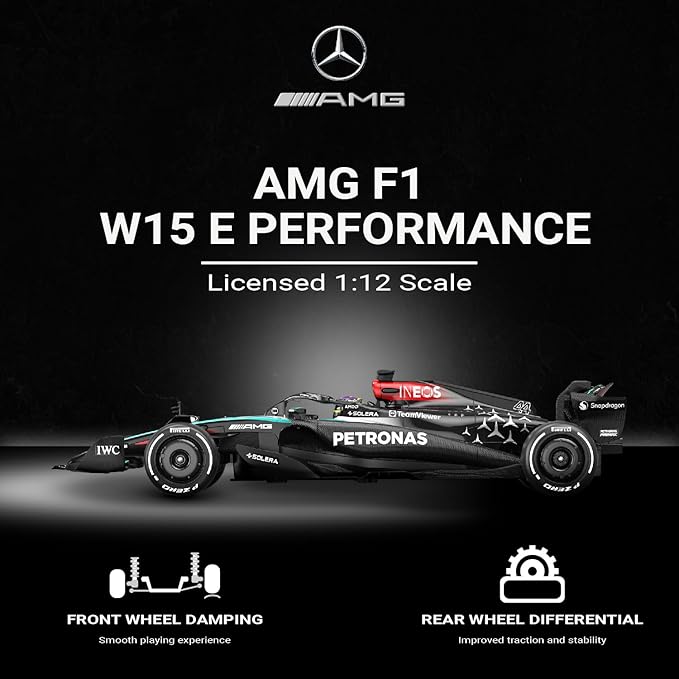 Voltz Toys Mercedes-AMG F1 W15 1:12 Scale RC Car – Officially Licensed Formula 1 Remote Control Race Car 2.4GHz for Boys Girls and Collectors (1:12 Mercedes-AMG F1 W15)