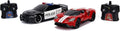 Jada Toys Hyperchargers Heat Chase Radio Control Vehicle - Twin Pack with USB Charging (2Piece) 1: 16 Scale 2015 Dodge Charger SRT Hellcat &amp 2017 Ford Gt
