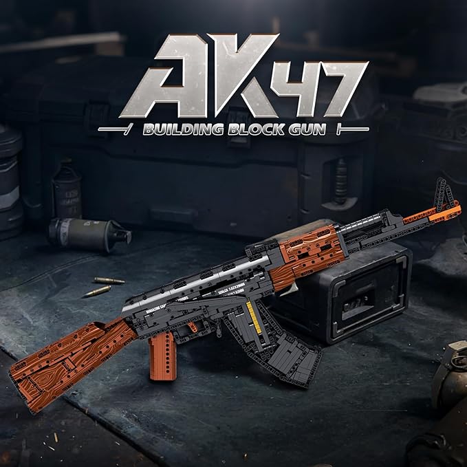 Reobrix Building Block Gun Toy Set for Adults 1238Pcs 1:1 AK-47 Model Kit Collectible Military Gun for Display Ideal Gifts for Military Enthusiasts 14+