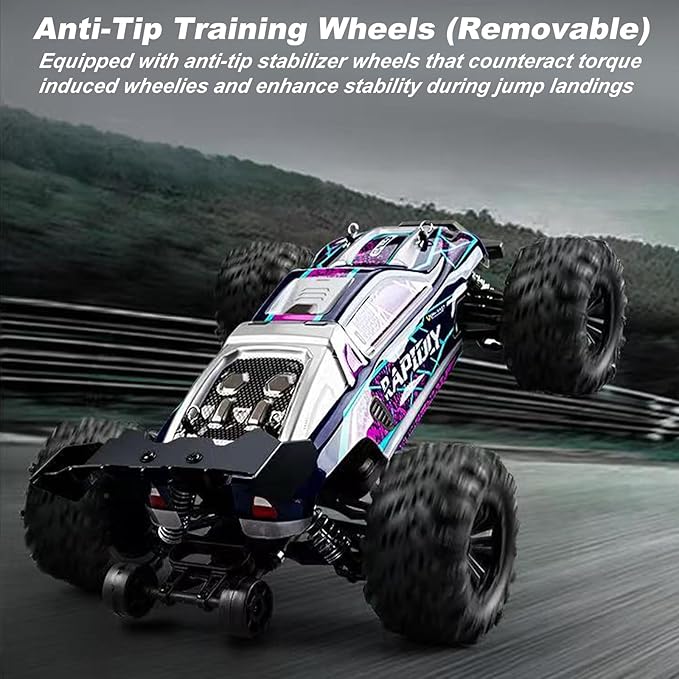 1:16 Scale RC Car for Adults 25+ MPH High Speed 4WD Waterproof Off-Road All-Terrain RC Truck with 2 Batteries &amp 2.4GHz Controller (1:16 Scale Carbon Brush)