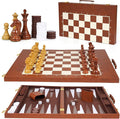Large 3-in-1 Chess Set &amp Checkers Backgammon Set – 19 Folding Leather Chess Board with Handle Acrylic Chess Pieces &amp Checkers 4 King with 2 Extra Queens Luxury Travel Board Game Set
