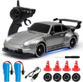 RC Drift Car1:24 Scale Remote Control Car 2.4GHz 20KM/H 4WD High Speed RC Cars for Kids with LED Light Two BatteriesDrifting TiresRacing Vehicle Toy for Adults Boys Girls Silver
