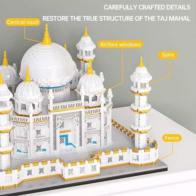 Architecture Taj Mahal Micro Mini Building Blocks SetLandmarks Collection Display Model Gift for Adults(4030 Pieces)