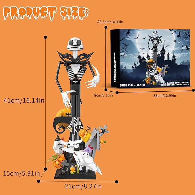 Horror Skull Building Set Before Christmas Haunted House Building Blocks Set Pumpkins and Skeleton Ghosts Halloween Christmas Building Toys Gifts for Movie Fans Adults