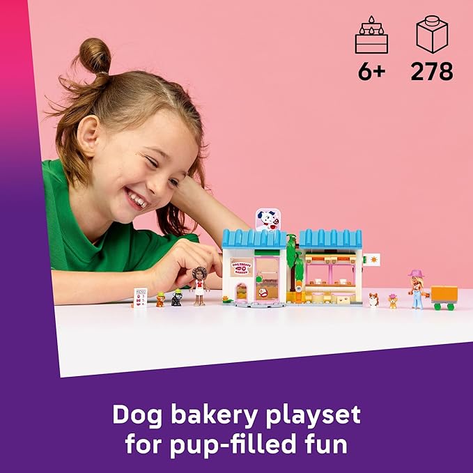 LEGO Friends Dog Treats Bakery Building Toy for Girls &amp Boys - Pretend Play Set for Kids Ages 6+ - W/Aliya &amp Sage Minidolls 2 Toy Dog Figures &amp Accessories - Gift Idea for Birthdays - 4