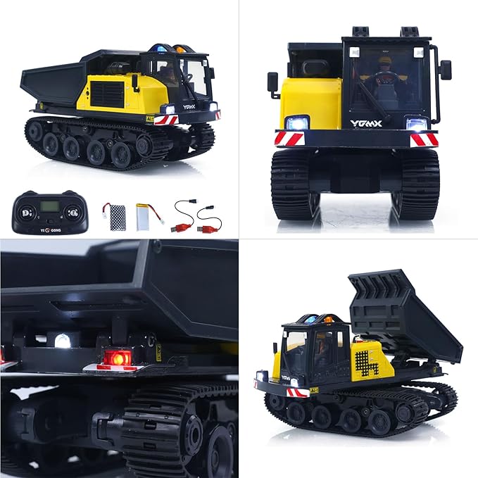 TOUCAN RC HOBBY 1/50 T14R Panther RTR Electric RC Crawler Dump Truck Construction Vehicle Tracked Tipper Finished Model Lights Sounds Unit for Adult Hobby