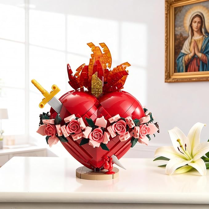 Sacred Heart of Mary Building Block Set Immaculate Sacred Heart Building Model Compatible with Lego Jesus Toy Decoration for Prayer Room Christian Easter Religious for Adults (771 PCS)