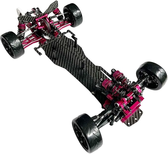 Alloy Carbon CF Chassis D5S Frame Kit Remodel Belt Drive Version 1/10 2Rear-Wheel Drift Car (Pink)