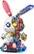 PIKARO Mechanical Bunny Rabbit Building Set for Boys Girls - Collection Animal Punk Style Toy Model Kit with LED Light Easter Halloween Birthdays Gift for Teens Kids Age 8 12 14（1377PCS）