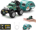 Snugzy Kids Mini RC Car 1:64 Scale RC Truck with Trailer 2.4Ghz Remote Control Rechargeable RC Cars Toy Gifts for Boys Girls (Green)