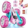 RC Cars Pink Remote Control Car for Girls 2.4 GHZ Double Sided RC Stunt Car 360° Rotating Remote Control Crawler with Headlights Car Toys for 6 7 8 9 10 11 12 Girls Birthday Gift Grandkids