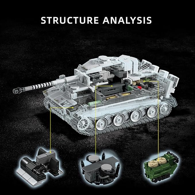39063“Michael Wittmann's Tiger Tank No.S04” Building Block Set 1628 Pieces Military 1:28 Scale Tank Model Toys Ideal Gift for Room Decoration or Collection