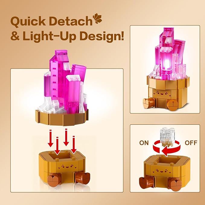 9 Pack Easter Party Favor Mineral Mini Building Set with LED Light 1170PCS Crystals Flower Bonsai Block Toy for Goodie Bag Fillers Classroom Prizes Birthday Gift for Kids Adults Women