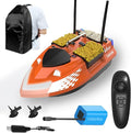 RC Bait Boat with Line Drop for Adult Cruise Control 4 Bait Slot 6.6LBS Loading 12000mAh Battery and Dual Motors 1640FT Range Remote Control Fish with LED Light Hook Release &amp Backpack(Orange