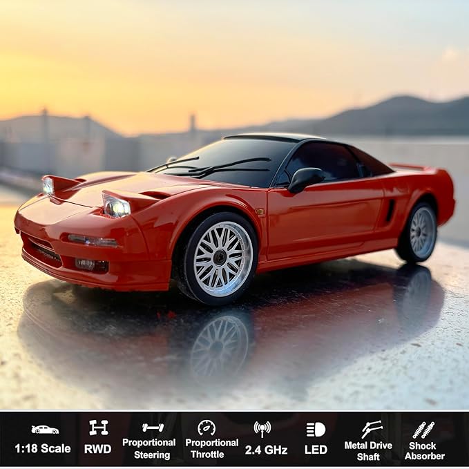LDRC Drift Car RWD 1/18 Scale RC Drift Car with Gyro Racing Remote Control Cars for Adult Hobby Drifting Toy Proportional Throttle Steering ESP Gyroscope Metal Drive Shaft LD1803