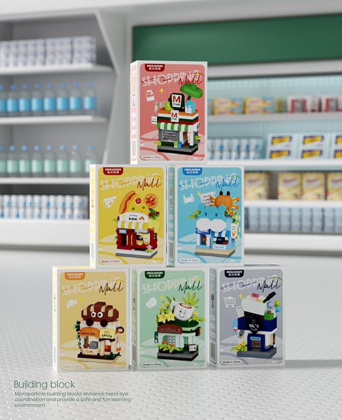 6 Set Street City View Mini House Festival Micro Building Toy Blocks Set for Home Decor Toys Gifts