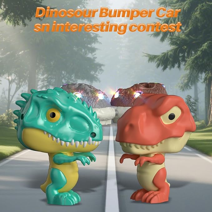Dinosaur Remote Control Car Toys Set Dino RC Race Vehicles Playset Electronic Bump Pop Game Cool Indoor Outdoor Birthday Gift 6 8-12 Years Old Toddlers Boys Girls Children Teen