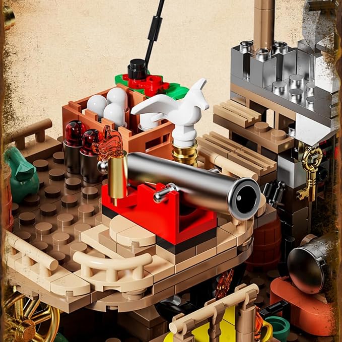 RiceBlock Pirate Town House Building Sets Pirate Wharf Supply Center Building Blocks Toys for Kids 943 Pieces