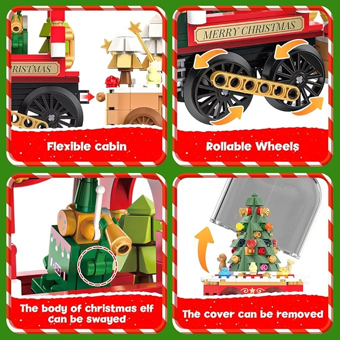 Christmas Train Building Blocks Set Trian Model Building Toy Collectible Holiday Block Sets for Boys &amp Girls Home Decor for Adult Boys Girls Kids Aged 8+(1041 PCS)
