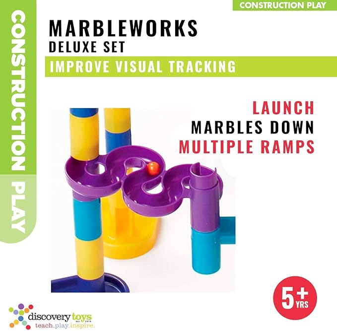 Discovery Toys Marbleworks Deluxe Marble Run | Kid-Powered Learning | STEM Educational Building Block Toy Learning &amp Childhood Development 5 Years Old and Up