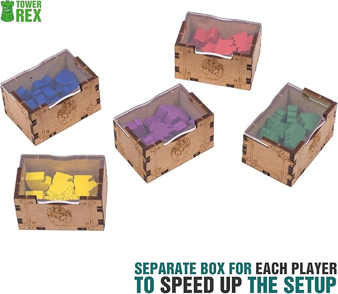 TowerRex Organizer for Wyrmspan Board Game Storage Insert for Cards Tokens and Dice Accessories Upgrade Component Trays