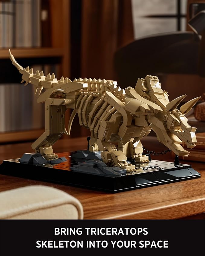 Nifeliz Triceratops Fossil Model Set Dinosaur Skeleton Building Set for Adults and Collectors Ideal Gift for Fossil Lovers (798 PCS NF10351)