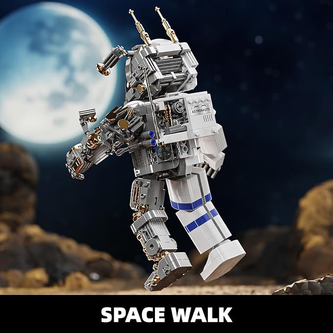Space Astronaut Building Block Set860Pcs Spaceman Building Toys with Display Stand Cool Translucent Design Collection for Home Office Decor Christmas Birthday Gift for Adults&amp Boys Age 8-12