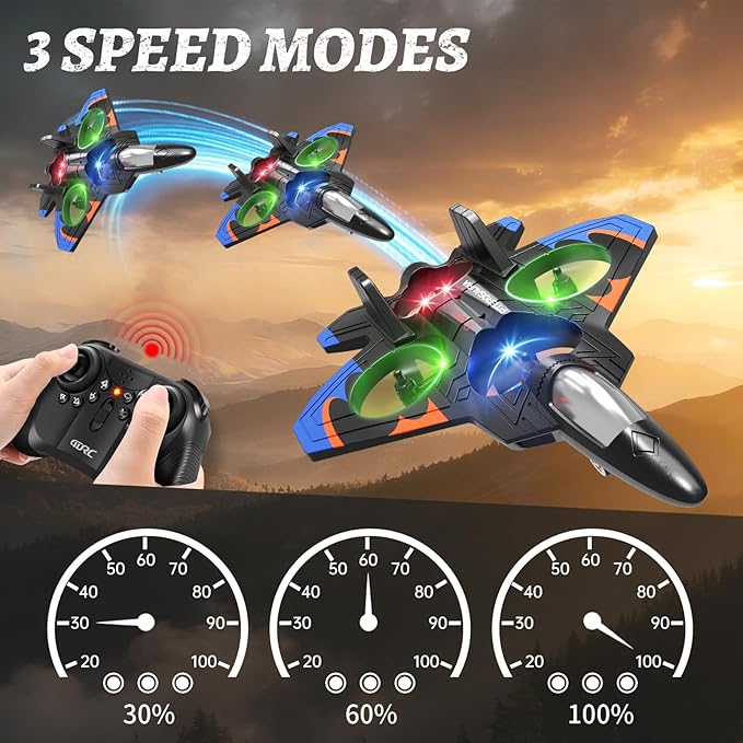 Foam Remote Control Airplanes RC Planes for Kids Adults RC Airplane Fighter Jet with Light 360° Flip Fighter Jet Toys Stunt Roll Airplane Toy Gifts for Kids Boys