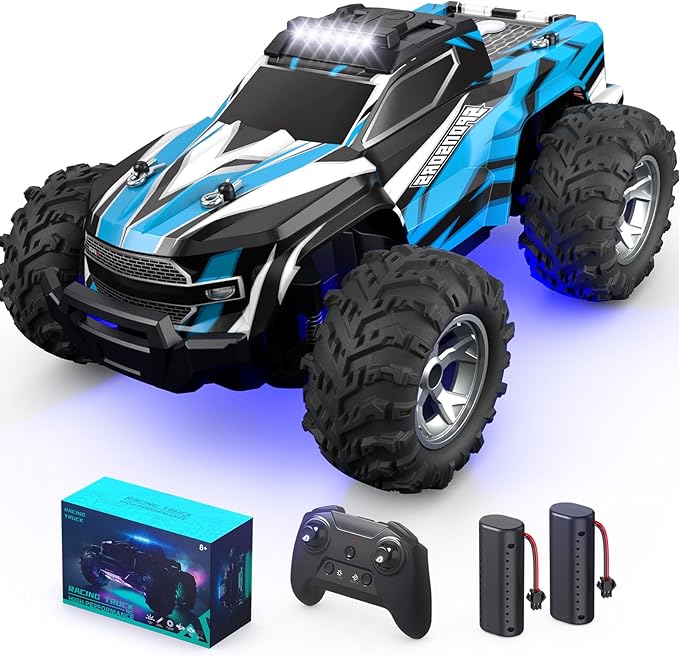 Remote Control Car for boys 1:16 Scale All Terrain RC CarsHigh Speed 25Km/h Fast Car with Colorful Led Light and spray 2x1300mAh Rechargeable Battery RC Truck Toy Car Gift for Teen Boys Girl Kids