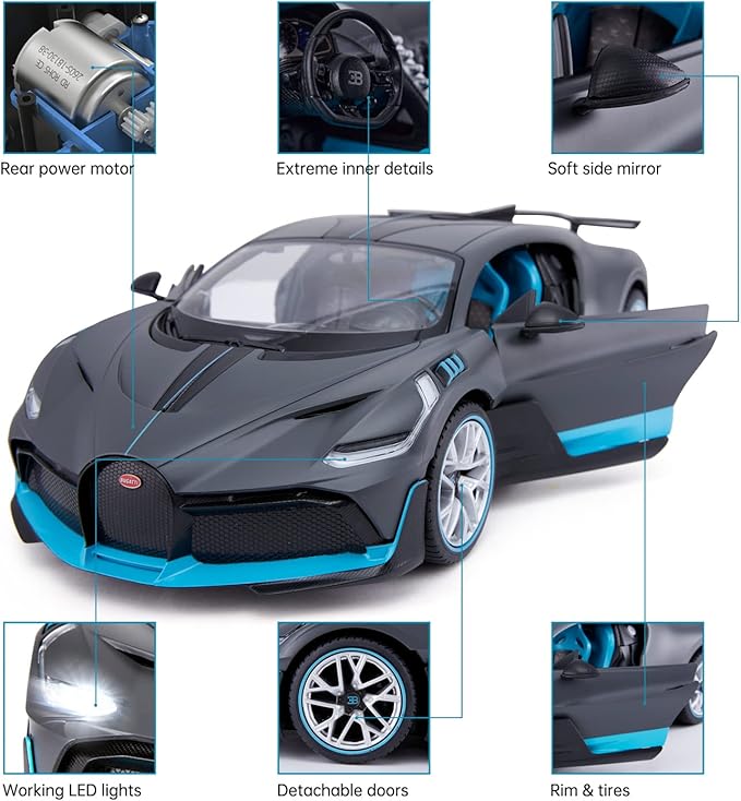 RASTAR Bugatti Divo Remote Control Car - 1/14 Scale Bugatti RC Car with Openable Doors - Grey