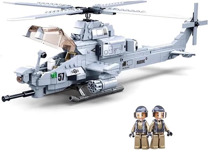 General Jim’s AH-1Z Viper Attack Helicopter Building Set – 482 Pieces Highly Detailed Military Aircraft Model with Dual Cockpit and Rotating Cannon