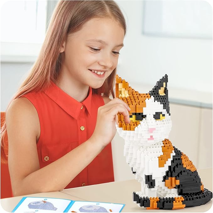 QLT QIAOLETONG Cat Mini Building Blocks Cute Animals Sets for Goodie Bags 1300 PCS Micro Mini Building Toy DIY 3D Bricks Kit for Adults Party Favors for Kids Birthday Gift for Boys Girls