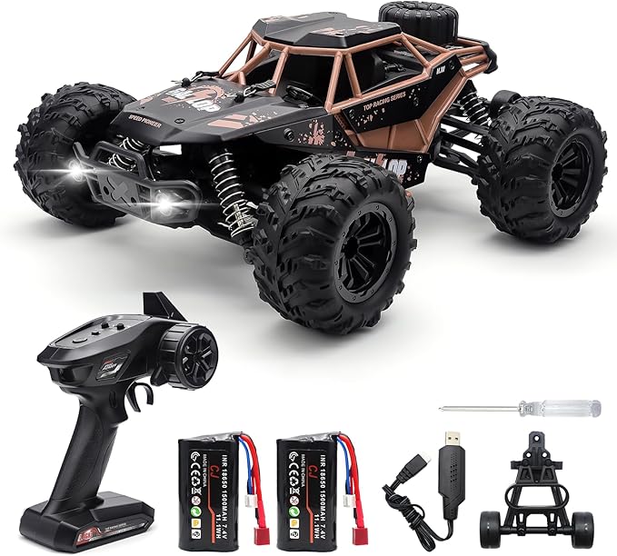 1:16 Scale All Terrain RC Cars High Speed Fast RC Car Max 45km/h 4WD Electric Vehicle Remote Control Monster Truck with 2 1500mAh Batteries2.4GHz 4X4 Off-Road RC Drift Car for Kids Boys Adults
