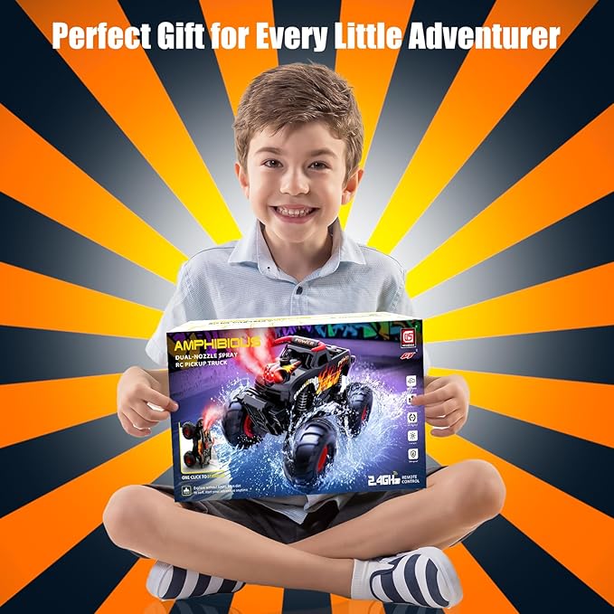 Remote Control Monster Truck Waterproof - 1:16 Scale RC Truck Rc Cars for Boys Age 8-12 Christmas Birthday Gifts 4WD All Terrain Off-Road Pickup Toys for 8 9 10 11 12 Year Old Black