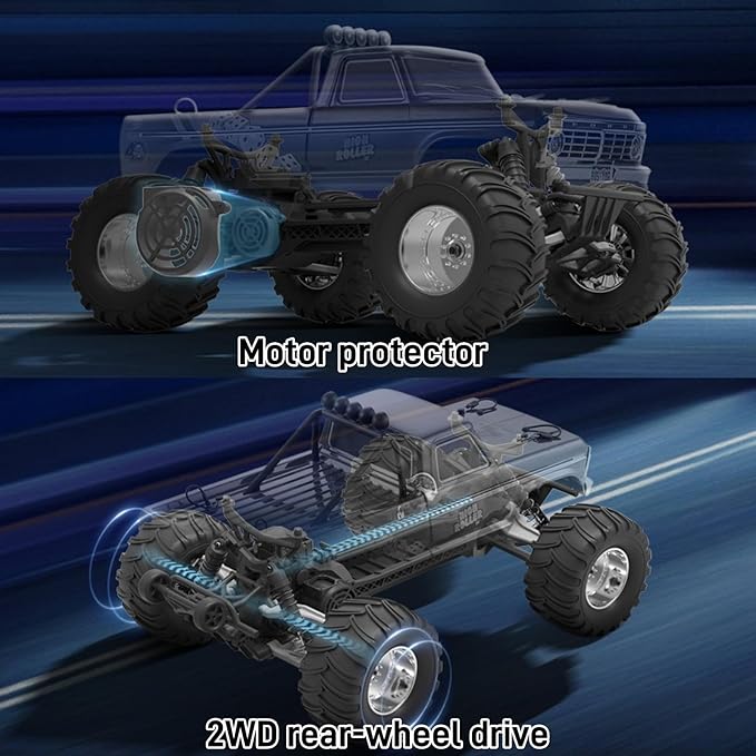 BEEZRC FMS RC Rruck 1/10 Ford F100 Officially Licensed Monster Truck 2WD High Speed Off-RoadRC Rock CrawlerHobby Grade RC Climbing Car Remote Control Car for Adults RS no Battery (First Blood)